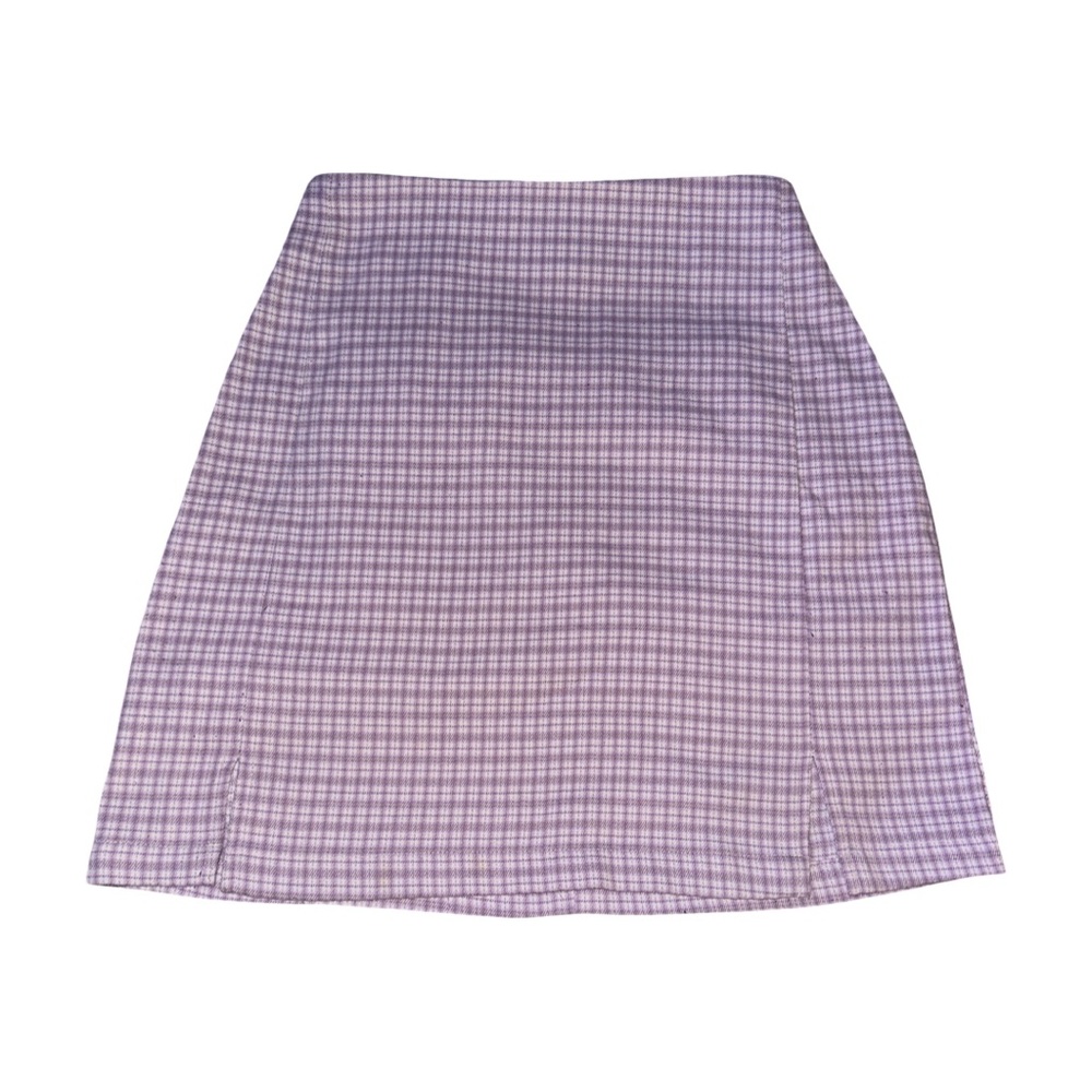 Lilac Plaid Mini Skirt with High Waist